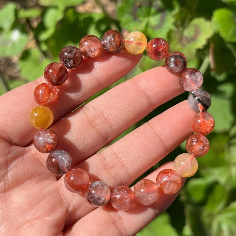 9mm stretchable fire Quartz golden healer bracelet‎